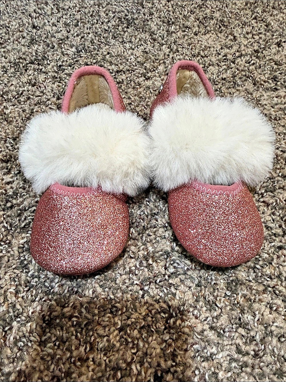 UGG Mini Bailey Button Baby 4/5 Pink Glitter Boots Good
